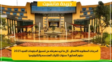 الدرجات المطلوبة للالتحاق.. كل ما تريد معرفته عن تنسيق الدبلومات الفنية 2025 دبلوم الصنايع 3 سنوات لكليات الهندسة والتكنولوجيا 1